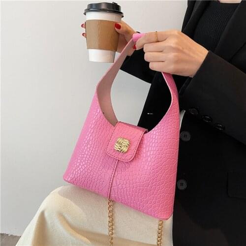 Vintage Armpit Women Bag Fashion Small Handbags For Women Metal Chain Crossbody Bag Soft Leather Clutch Retro Shoulder Purses