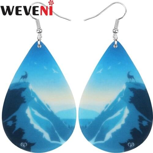 WEVENIAcrylic Teardrop Sea Ocean Spray Elk Deer Earrings Drop Dangle Jewelry For Women Girls Teens Kids Charms Decorations Gift