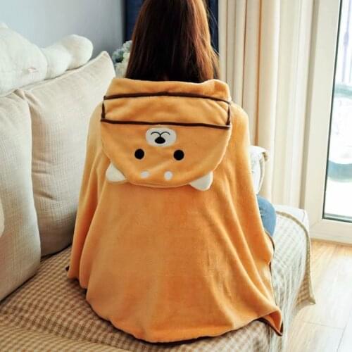 Cartoon Anime Shiba Inu Kawaii Ponchos Capes Women Hooded Soft Warm Plush Velvet Cloak Coat Christmas Hoodies Blankets Female