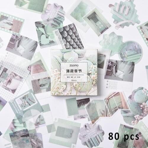 80Sheets School Supplies Paper Journal Stickers Nice Gift Cute Diary Decoration Sticker Bag for DIY Scrapbook Multi Purpose