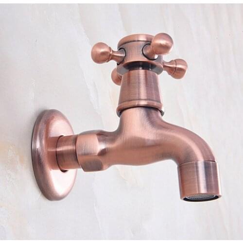 Antique Red Copper Brass Single Cross Handle Bathroom Mop Pool Faucet /Garden Water Tap / Laundry Sink Water Taps mav330