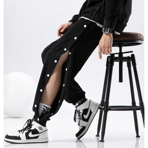 Summer Breasted Men Trousers Cotton Sports Pants Trousers Mens Straight-leg Pants Thin Full-button Trousers Male Training Pants