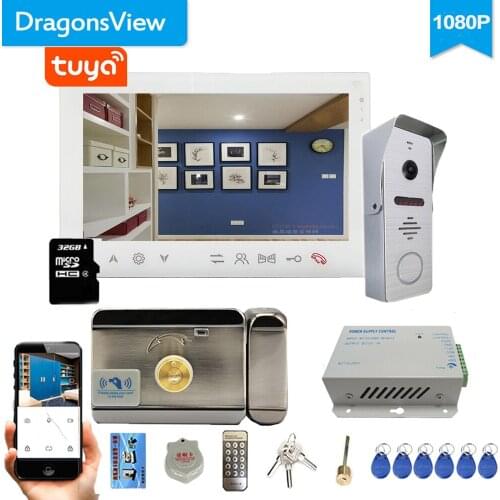 Dragonsview 7 Inch Wireless Tuya Smart Home Intercom Video Door Phone Doorbell Wifi 1080P Mobile Remote Control Kit Unlock Lock