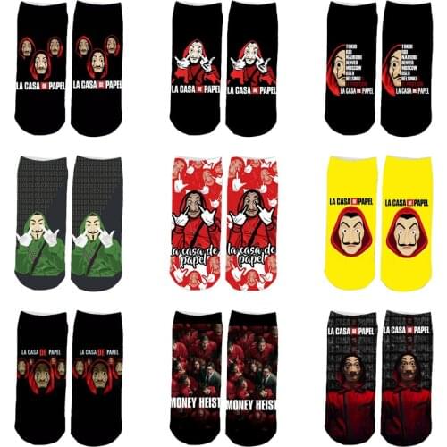 La Casa de papel Cotton Socks Anime Cosplay House Paper Casual Breathable Soft Low Tube Socks gift for Money Heist fans