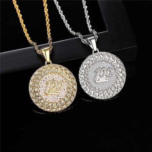 Iced Out Coin 100 Pendant Pave AAA Cubic Zircon Fashion Hip Hop Rap Jewelry For Men Party Gift Drop Shipping