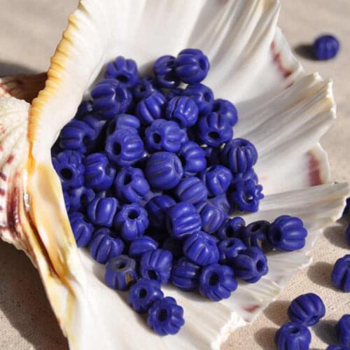 TSB0025 Nepal Hand Lampwork Pumpkin Matted Beads 10-12mm 10beads lot Antiqued Trade Beads Navy Blue