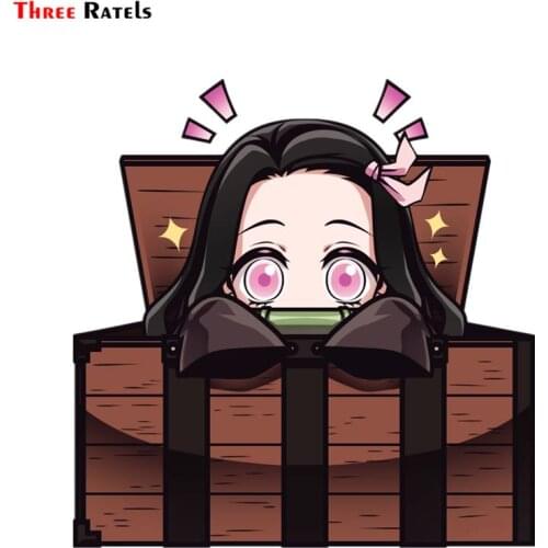 Three Ratels FC359 Cute Cartoon 3D Demon Slayer NEZUKO KAMADO Stickers For Car Anime Motorcycle Decals