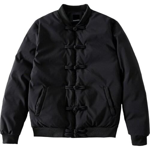 Parkas Autumn Winter men Chinese style Buckle Cotton jackets plus size thick warm Baseball jackets male Solid color bomber coats
