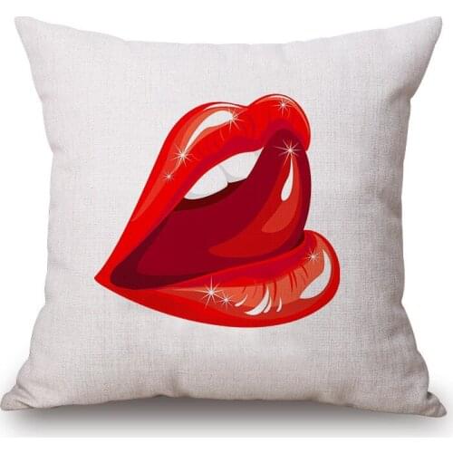 Sexy Red Lips Pillowcase Modern Creative Art Cushions Covers Car Sofa Linen Knitting Pillows Covers Home Decoration 45x45cm