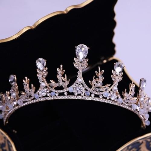 Bride baroque golden crown princess wedding hair accessories Crown hair jewelry