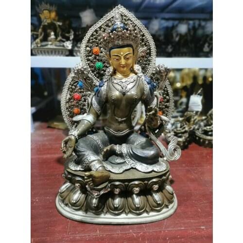 Wholesale Buddhist products # 65cm temple home Patron saint bronze Green Tara Guanyin Buddha statue safe health good luck