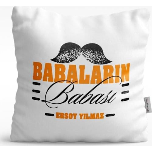Personalized Babaların Father Design White Satin Pillow-2