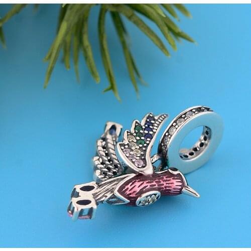Shinning Bird Pendant Charm For Original Charm Bracelet Necklace Jewelry Making Women 925 Sterling Silver Animal Beads