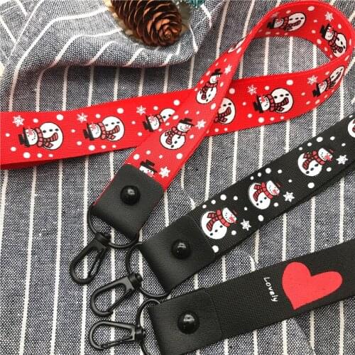 Merry Christmas Phone Neck Straps Lanyard For Card Badge Gym Key Chain Lanyard Key Neck Phone Straps DIY Gift Keyring Lanyards
