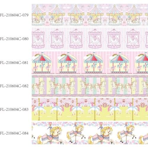 50 yards/lot) 100% polyester 25mm 38mm unicorn printed grosgrain ribbon