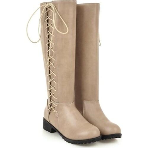 Big Size 9 10 11-13 thigh high boots knee high boots over the knee boots women ladies boots Side cross binding