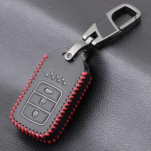 Car-styling Leather Car Key Cover Case 3 Buttons For Honda Vezel City Civic Jazz CRV Crider HRV Fit Freed Remote Key