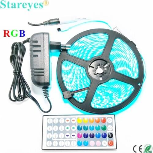 1 set SMD 5050 60 LED / M 5M RGB LED Strip flashlight tape LED lighting IP65 Waterproof strip + 44 key Remote + 3A Power Adapter