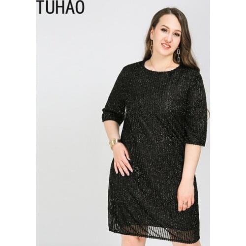 TUHAO 2020 Spring and Summer 8xl 7xl 6XL Plus Size Office Lady Half Sleeve Loose Dresses Female Elegant OL Party Mother Dress
