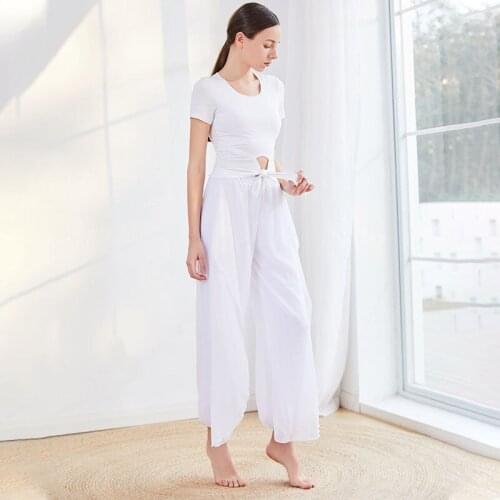 Yoga Crop Top Womens Suit Loose Elegant Fitness Body Aerobics Mujer Camisetas