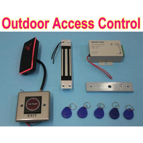 Outdoor IP54 WaterProof RFID Card access controller machine+power supply+electronic Inbuilt DoorFrame magnetic lock+exit button