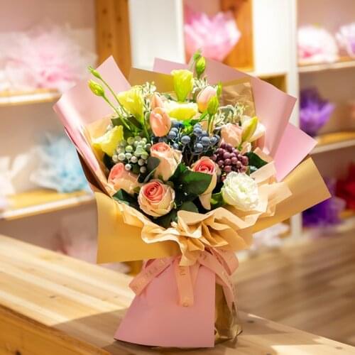 20pcs/lot Waterproof Golden Flower Wrapping Paper 60X60CM Korean Bouquet Wrapping Craft Paper Flower Bouquet Supplies