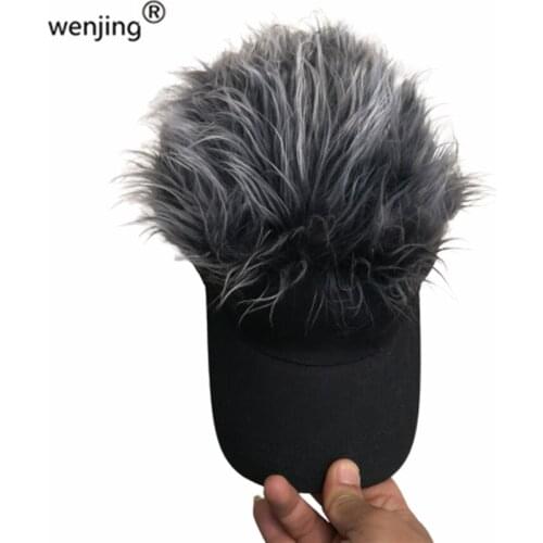 WJ627B Adjustable Fashion Party Fans black Flair fake Hair visor Vig looking Baseball Caps