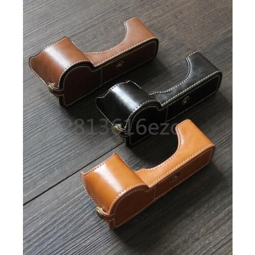 Pu Leather Case Bottom Opening Version Protective Half Body Cover Base For Olympus PEN-F Digital Camera