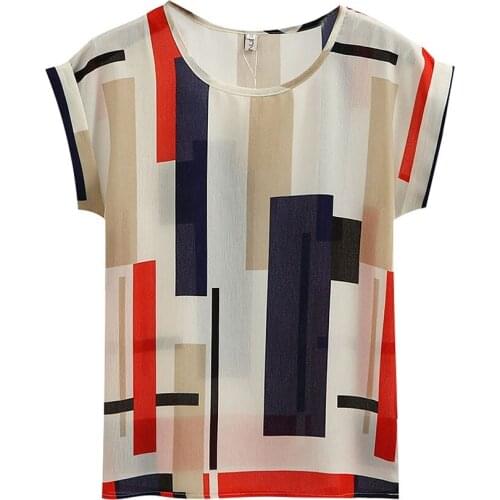 2020 Summer Top Women Printed Floral Womens T-shirt Short Sleeve Chiffon Shirt Aesthetic Fashion Plus Size T-shirt