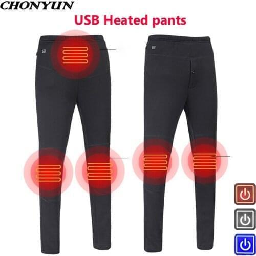 2020 Smart belly knee heating pants women autumn winter heated Trousers men new USB Electric heated pants hiking camping pants