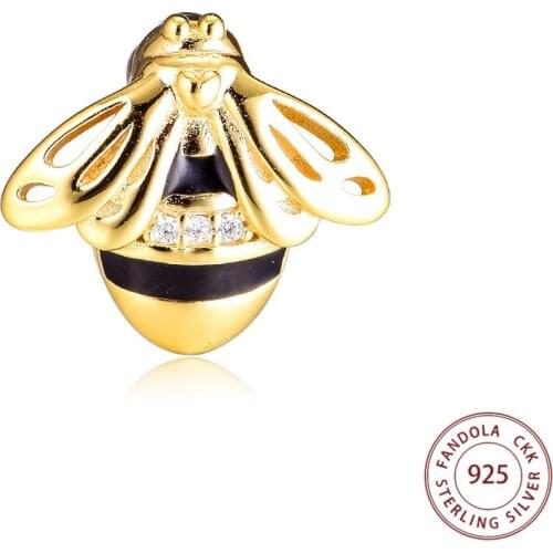 Fandola Authentic 925 Sterling Silver Reflexions Queen Bee Clip Metal Beads for Women Original 925 Charm Bracelets Argent