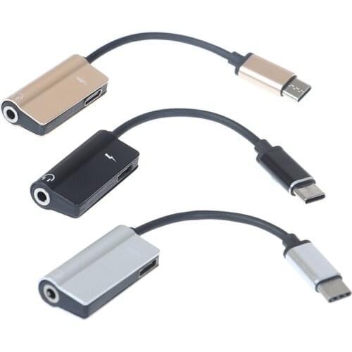 1pc USB Type C Audio Cable 2 in 1 Type-C to 3.5mm Jack Charge Headphone Adapter