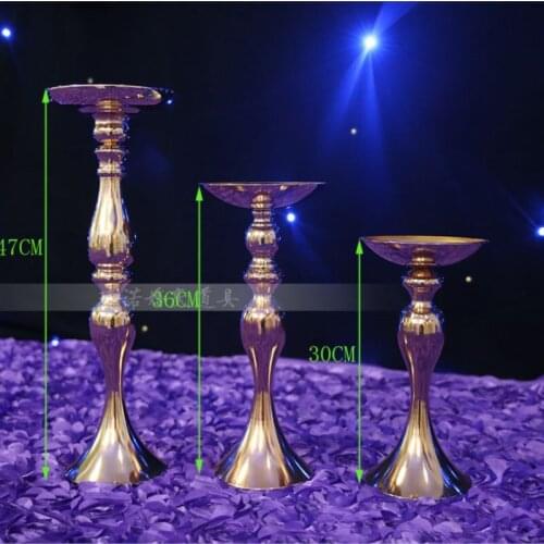 10pcs/lot Wedding master table candlestick T road lead Golden plated/road cited H47cm