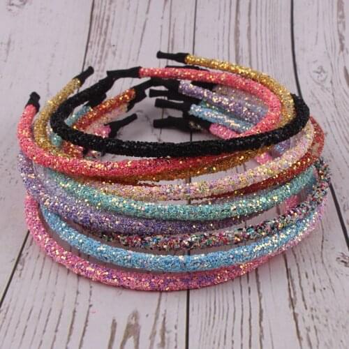 10pcs New colorful sequins shiny diamond gold powder girl hair band, thin side wild temperament simple headband hair accessories