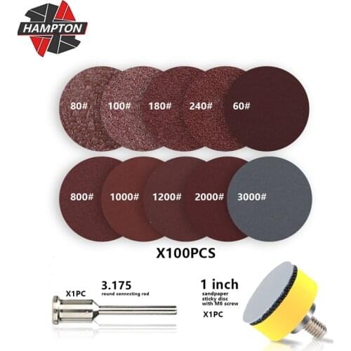 102pcs/set 1 Inch Sanding Discs Set 80-3000 Grit Sandpaper with 1/4 Inch Shank + Abrasive Polish Pad Plate Sander Disc