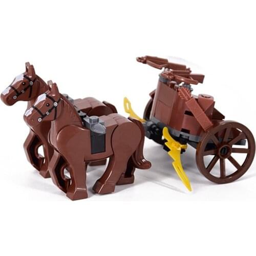 2021 City Middle Ages Ancient Rome Knight War Horse Reload Assault Chariot Building Blocks Bricks Kids Toys