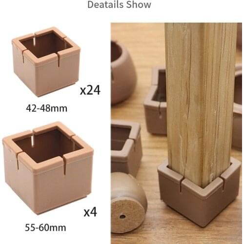 24Pcs Silicone Chair Foot Protection Table Bottom Cover Pads Set Table Chair Leg Caps Furniture Wood Floor Protectors