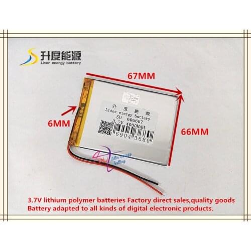 3.7V 4000mAH 606667 ( polymer lithium ion / Li-ion battery ) for mp5;power bank cell phone speaker GPS MP4