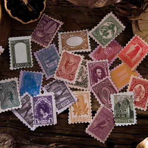 30Pcs/Lot Antique Stamp Material Paper Junk Journal Planner Craft Paper Scrapbooking Vintage Decorative DIY Craft Photo Albums
