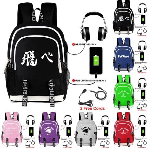 Anime Haikyuu Karasuno Bookbag Hinata Shoyo School Bags Boys Girls Travel Backpack Rabbit Shoulder Bags