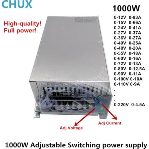 Power Supply 1000W For Led 0-12V 15V 24V 36V 48V 55V 60V 72V 80V 90V 110V Adjustable AC to DC switching Power Supply