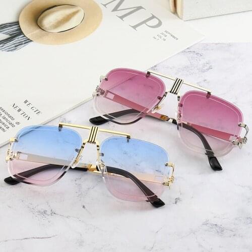 Hip-hop Sunglasses Exaggerated Large Frame Conjoined Sunglasses Frameless Men Women Square Sunglasses Fashion Sunglasses NX