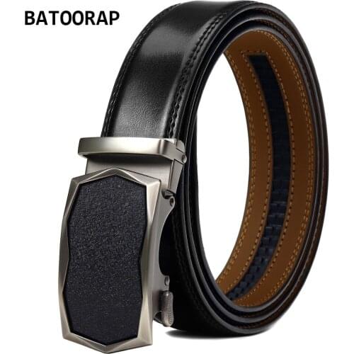 BATOORAP Brand Mens Belts Genuine Leather Designer High Quality Matte Buckle Automatic Black Trouser Belt For Men Formal Style