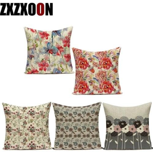 Vintage Style 3D Flower Colorful Floral Decorative Pillows Cushion Cover for Sofa Home Living Room Decoration Pillowcase