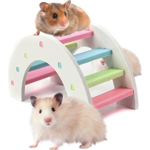 Wooden Small Pet Mice Squirrel Hamster Climbing Ladder Stairs Bridge Playing Toy New