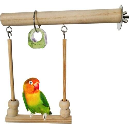 Bird Swing Toy Wooden Parrot Perch Stand Playstand with Chewing Beads Cage Sleeping Stand Play Toys for Budgie Birds C42