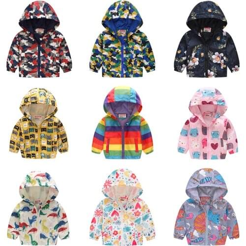 Children Jackets Autumn Spring Kids Outerwear Coats Cute Cartoon Print Jackets For Boys Girls Windbreaker Baby Jacket 2-7T