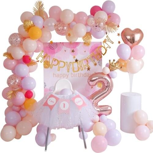 Baby Shower Girl Birthday Balloon Arch Kit Pink Purple Balloon Garland Wedding Balloon Banner Rose Gold Number Balloon Kit