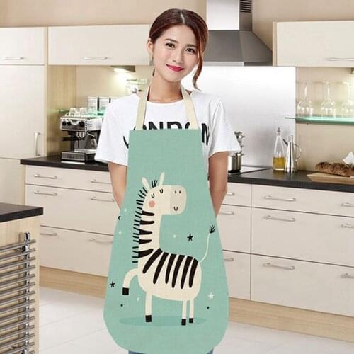 Happy Zebra Aprons Adult Cartoon Cotton Apron Home Cooking Baking Coffee Shop Cleaning Aprons Kitchen Accessories