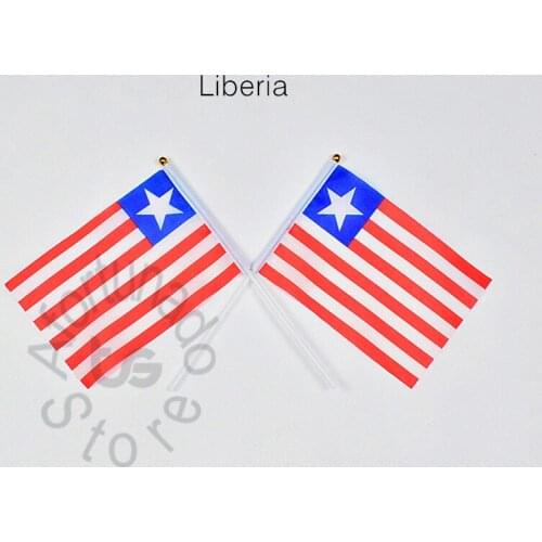 Liberia flag Banner 14*21cm hand waving National flag Home Decoration flag banner